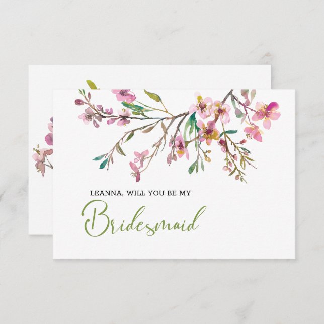 Werden Sie meine Bridesmaid Cherry Blossom Floral (Vorne/Hinten)