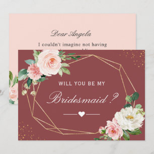 Werden Sie meine Bridesmaid Cinnamon Rose Floral Einladung