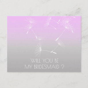 Werden Sie meine Bridesmaid Dandelion Lavanda Ombr Einladungspostkarte