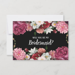 Werden Sie meine Bridesmaid Elegant Burgund Blume