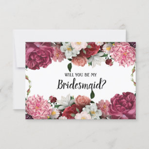 Werden Sie meine Bridesmaid Elegant Burgund Blume