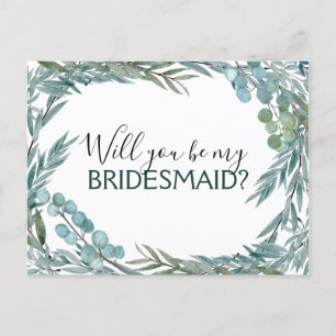 Werden Sie meine Bridesmaid Eukalyptus Greenery? Ankündigungspostkarte