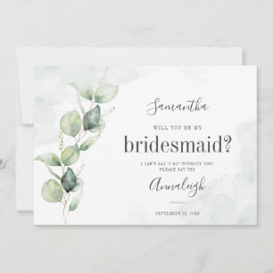 Werden Sie meine Bridesmaid Eukalyptus Watercolor Einladung