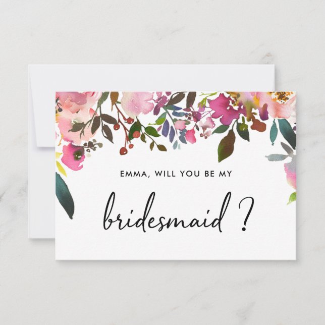 Werden Sie meine Bridesmaid-Flachkarte sein? Einladung (Vorderseite)