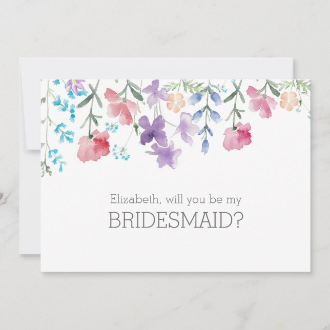 Werden Sie meine Bridesmaid-Floral-Farbe sein? Einladung (Vorderseite)