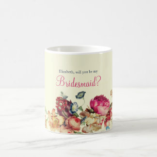 Werden Sie meine Bridesmaid Floral Vintage Tasse? Kaffeetasse