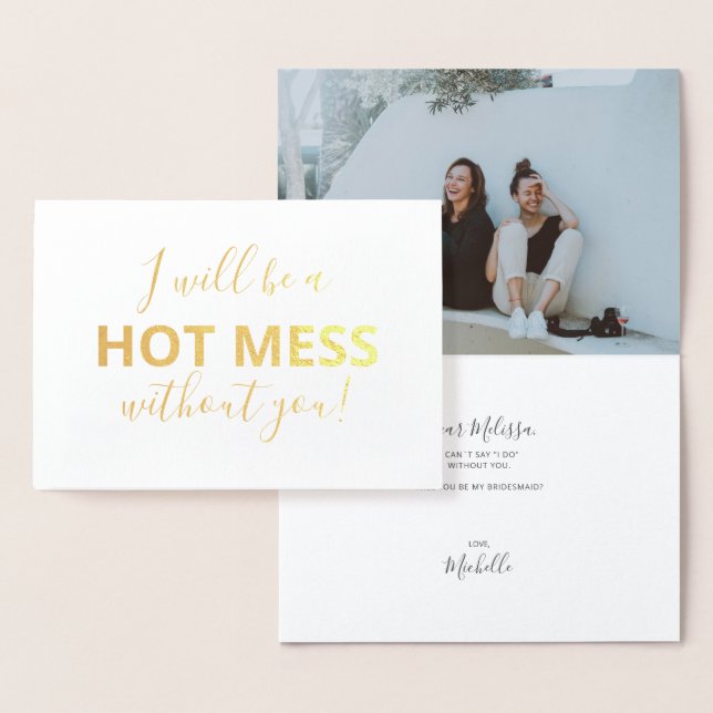 Werden Sie meine Bridesmaid Funny Foto Foil Card s Folienkarte (Anzeige)
