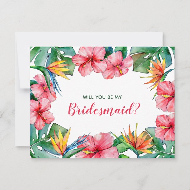 Werden Sie meine Bridesmaid für tropische hawaiian Einladung (Vorderseite)