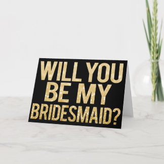 Werden Sie meine Bridesmaid-Glitzer-Typografie-Kar Einladung