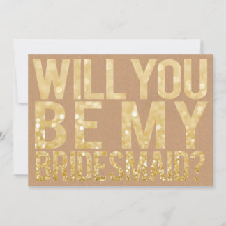Werden Sie meine Bridesmaid-Glitzer-Typografie-Kar Einladung