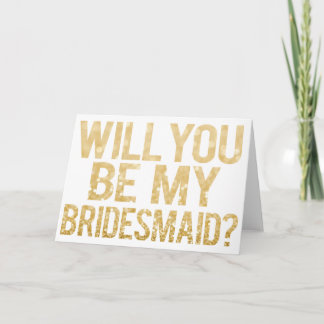 Werden Sie meine Bridesmaid-Glitzer-Typografie-Kar Einladung