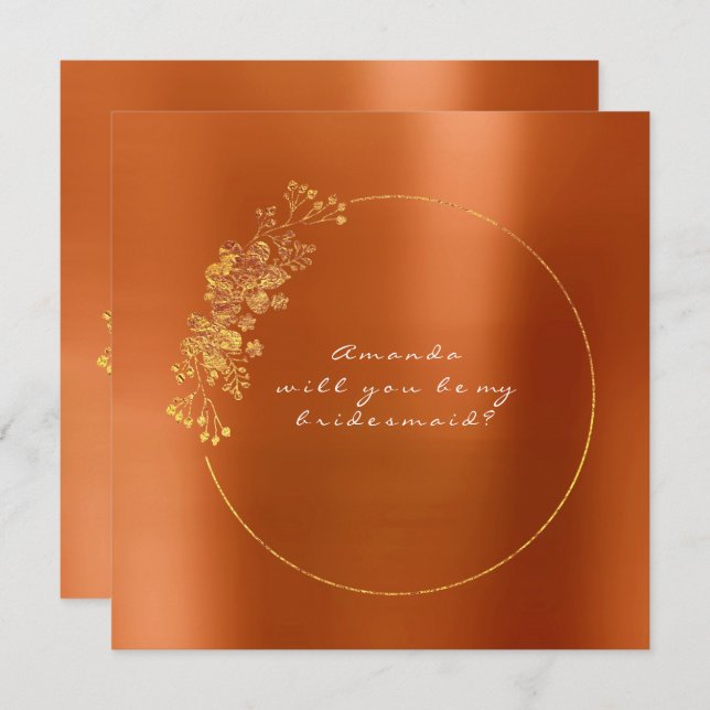Werden Sie meine Bridesmaid Gold Cornwall Orange? Einladung (Vorne/Hinten)