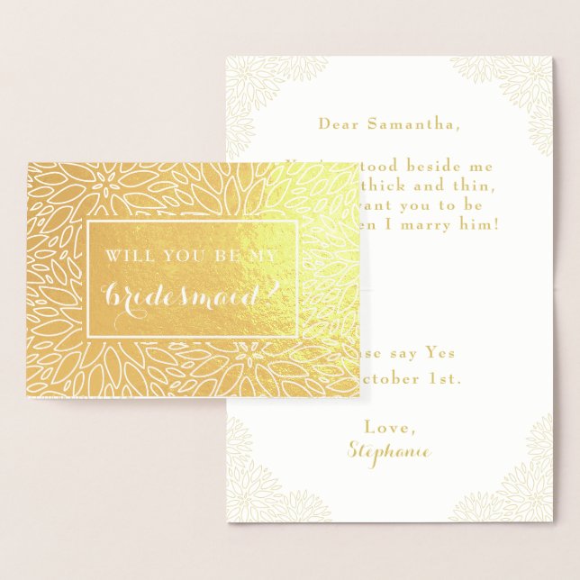 Werden Sie meine Bridesmaid Gold Dahlia Elegantcar Folienkarte (Anzeige)