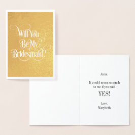 Werden Sie meine Bridesmaid Gold Foil Card sein? Folienkarte