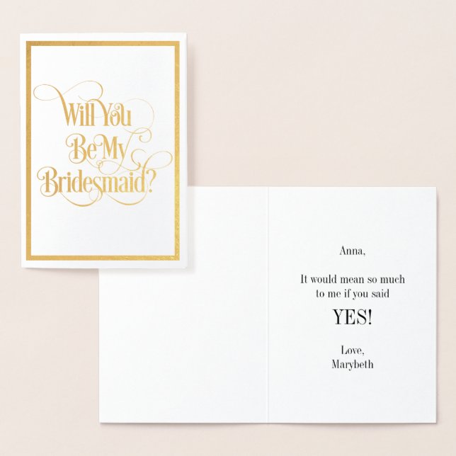 Werden Sie meine Bridesmaid Gold Foil Card sein? Folienkarte (Anzeige)