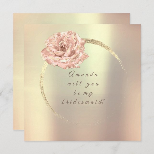 Werden Sie meine Bridesmaid Gold Rose Peach Coral Einladung (Vorne/Hinten)