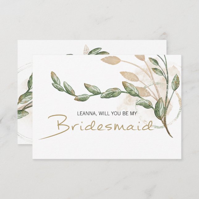 Werden Sie meine Bridesmaid Gold Sage Green Floral (Vorne/Hinten)