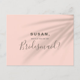 Werden Sie meine Bridesmaid Golden Hour Pink Card  Ankündigungspostkarte