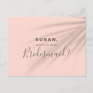 Werden Sie meine Bridesmaid Golden Hour Pink Card  Ankündigungspostkarte