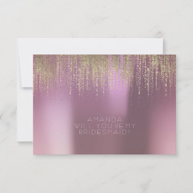 Werden Sie meine Bridesmaid Golden Rain Lilac Mauv Einladung (Vorderseite)