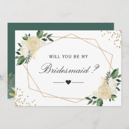 Werden Sie meine Bridesmaid Grünpflanzen Gold Flor Einladung