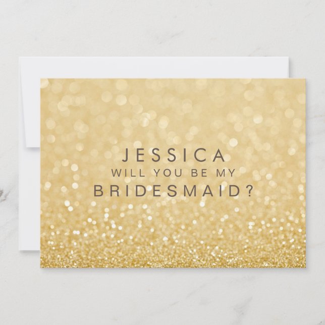 Werden Sie meine Bridesmaid Imitats Gold Glitzer C Einladung (Vorderseite)