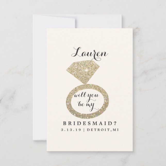Werden Sie meine Bridesmaid-Karte - Glit Ring Blin Einladung (Vorderseite)