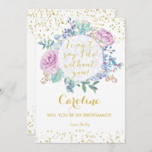 Werden Sie meine Bridesmaid-Karte Gold Glitzer flo