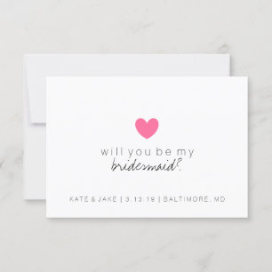 Werden Sie meine Bridesmaid-Karte - Herz heiß rosa Einladung