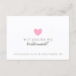 Werden Sie meine Bridesmaid-Karte - Herz rosa? Einladung