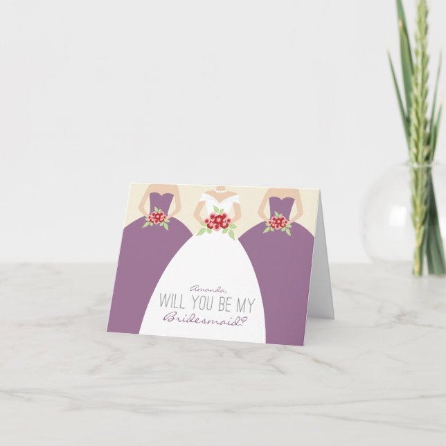 Werden Sie meine Bridesmaid-Karte (Lavendel) sein? Einladung (Vorderseite)