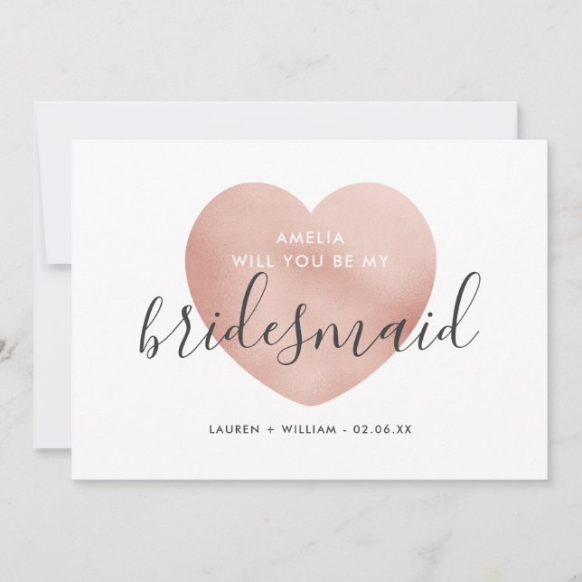 Werden Sie meine Bridesmaid-Karte - Rose Gold Einladung (Vorderseite)