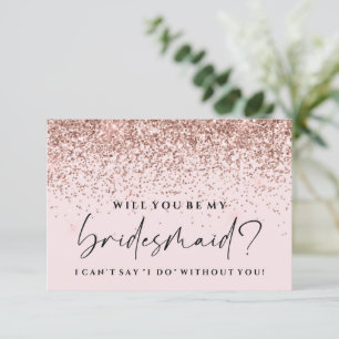 Werden Sie meine Bridesmaid-Karte - Rose Gold Glit Einladung