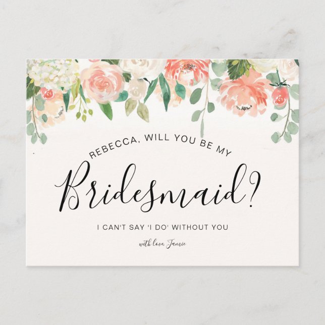Werden Sie meine Bridesmaid-Karte sein? Postkarte (Vorderseite)