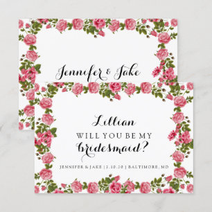 Werden Sie meine Bridesmaid-Karte sein - Rose Einladung
