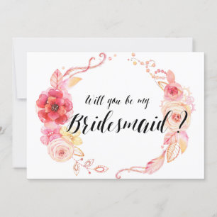 Werden Sie meine Bridesmaid-Karten Blumenkranz sei Einladung