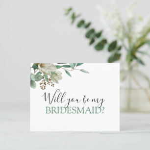 Werden Sie meine Bridesmaid Magnolia Eukalyptus? Ankündigungspostkarte