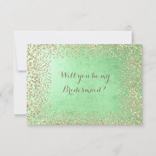 Werden Sie meine Bridesmaid-Mint-Gold-Meisterin se Einladung (Vorderseite)