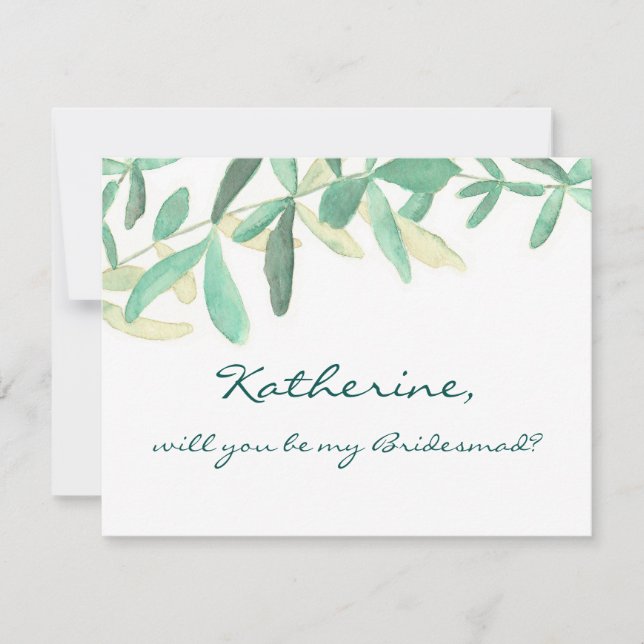 Werden Sie meine Bridesmaid moderne botanische Einladung (Vorderseite)