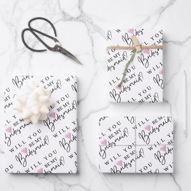Werden Sie meine Bridesmaid-Papierblätter sein? Geschenkpapier Set (Vorderseite)