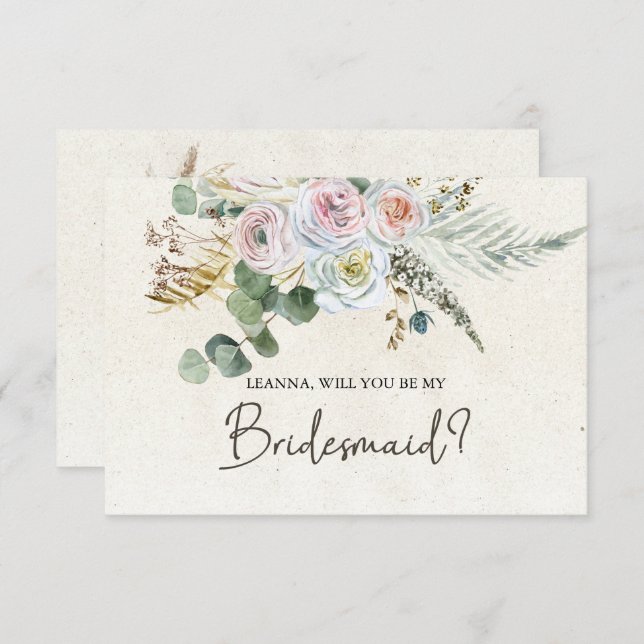 Werden Sie meine Bridesmaid Pastel Boho neutral se (Vorne/Hinten)