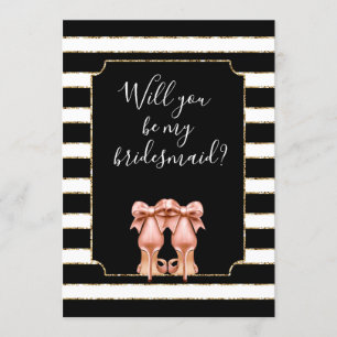 Werden Sie meine Bridesmaid Pfirsich High Heel Sho Einladung