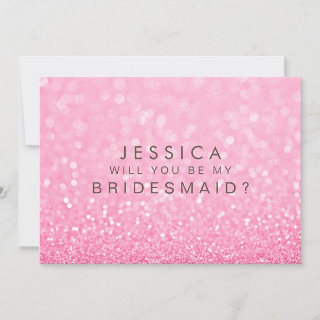 Werden Sie meine Bridesmaid Pink Glitzer Card sein Einladung (Vorderseite)