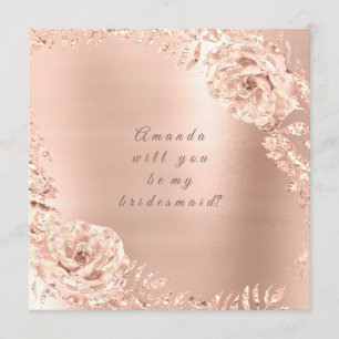 Werden Sie meine Bridesmaid-Rose Gold Wraath Peach Einladung