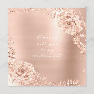 Werden Sie meine Bridesmaid Rose Gold Wreath Lux Einladung