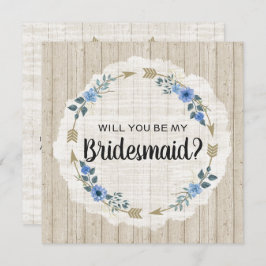 Werden Sie meine Bridesmaid-rustikalen Boho-Pfeile Einladung