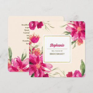 Werden Sie meine Bridesmaid sein? Aquarellblume Einladung