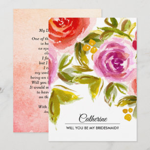 Werden Sie meine Bridesmaid sein? Aquarellblume Einladung