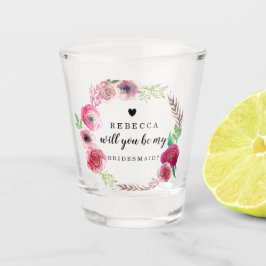 Werden Sie meine Bridesmaid sein - Blume-Shotglas Schnapsglas