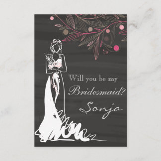 Werden Sie meine Bridesmaid sein - Braut und Blume Einladung